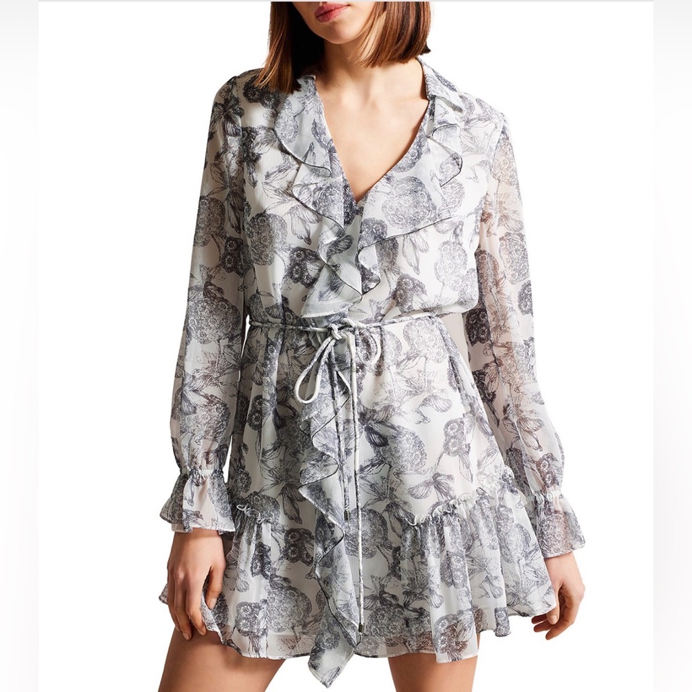 Ted Baker Black and White Ruffle Dress